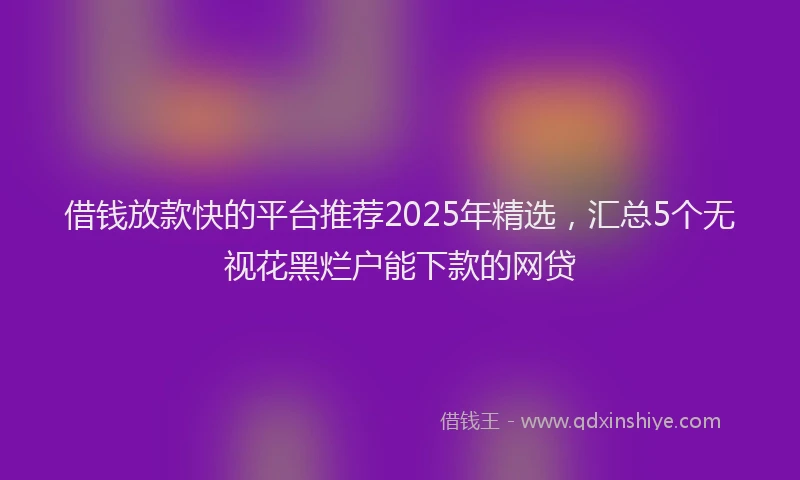 借钱放款快的平台推荐2025年精选，汇总5个无视花黑烂户能下款的网贷