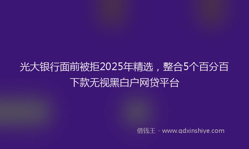 光大银行面前被拒2025年精选，整合5个百分百下款无视黑白户网贷平台