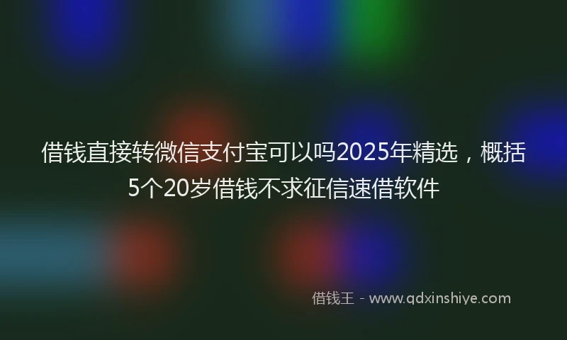 借钱直接转微信支付宝可以吗2025年精选，概括5个20岁借钱不求征信速借软件