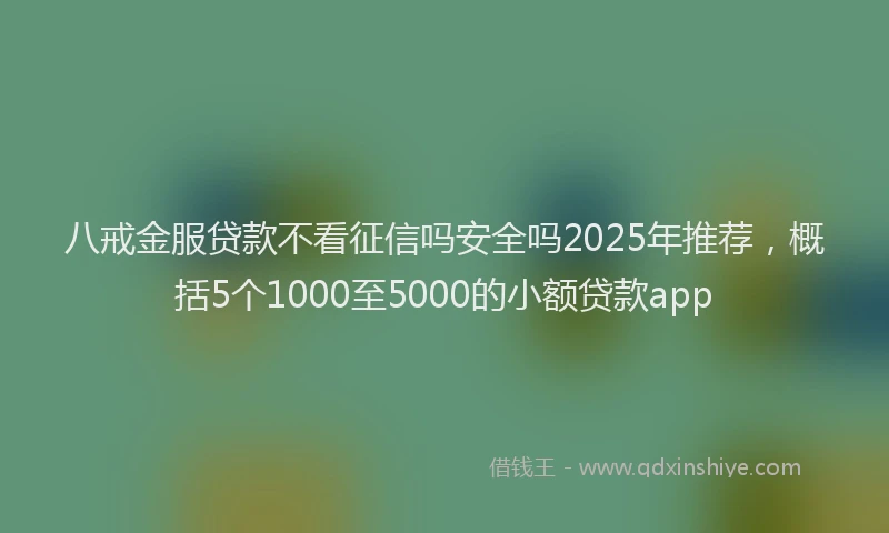 八戒金服贷款不看征信吗安全吗2025年推荐，概括5个1000至5000的小额贷款app