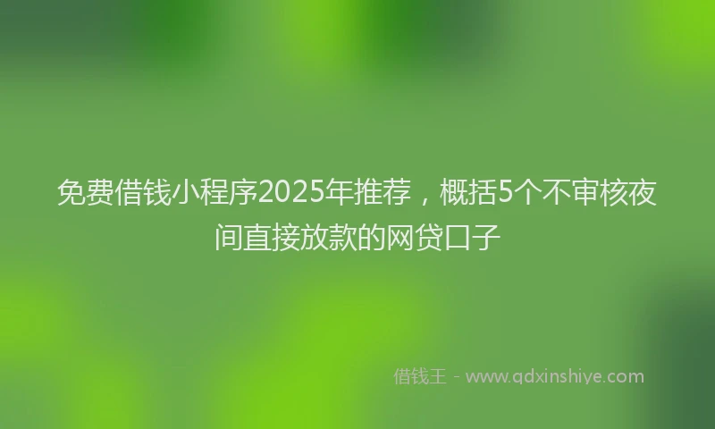 免费借钱小程序2025年推荐，概括5个不审核夜间直接放款的网贷口子