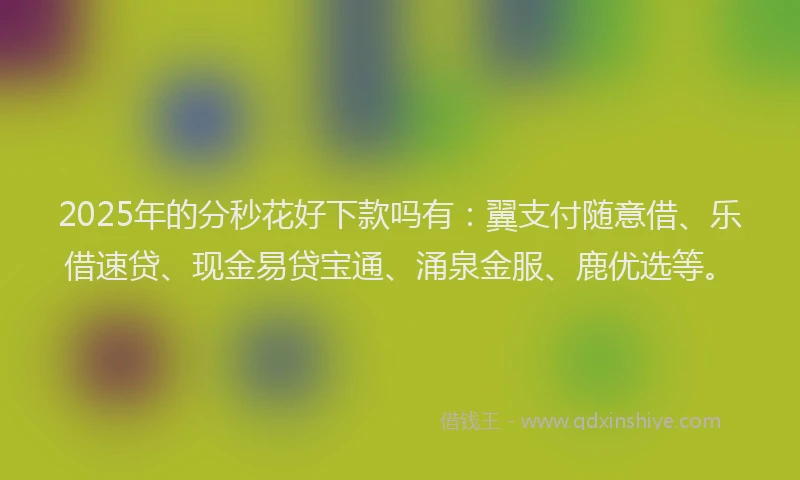 2025年的分秒花好下款吗有：翼支付随意借、乐借速贷、现金易贷宝通、涌泉金服、鹿优选等。