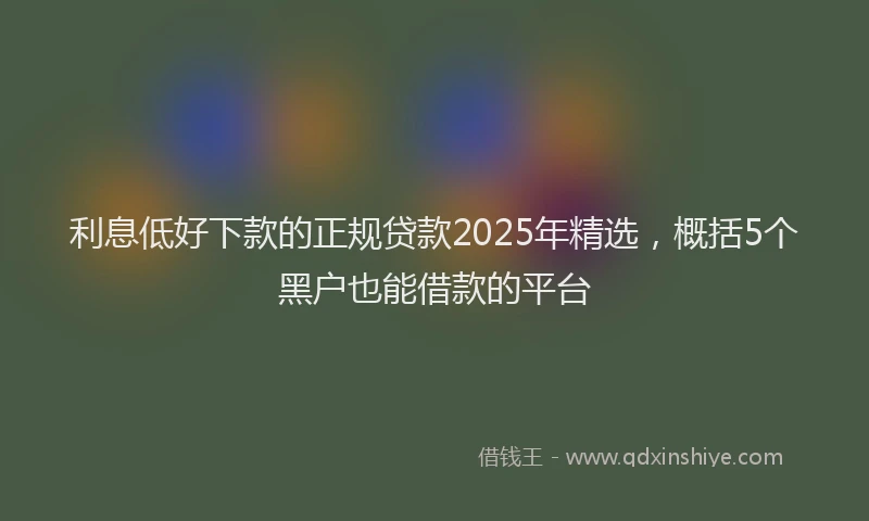 利息低好下款的正规贷款2025年精选，概括5个黑户也能借款的平台