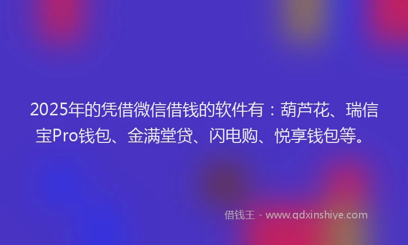 2025年的凭借微信借钱的软件有：葫芦花、瑞信宝Pro钱包、金满堂贷、闪电购、悦享钱包等。