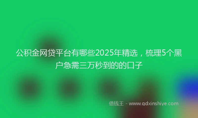 公积金网贷平台有哪些2025年精选，梳理5个黑户急需三万秒到的的口子