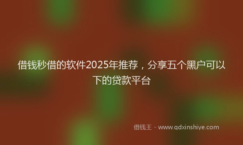 借钱秒借的软件2025年推荐，分享五个黑户可以下的贷款平台