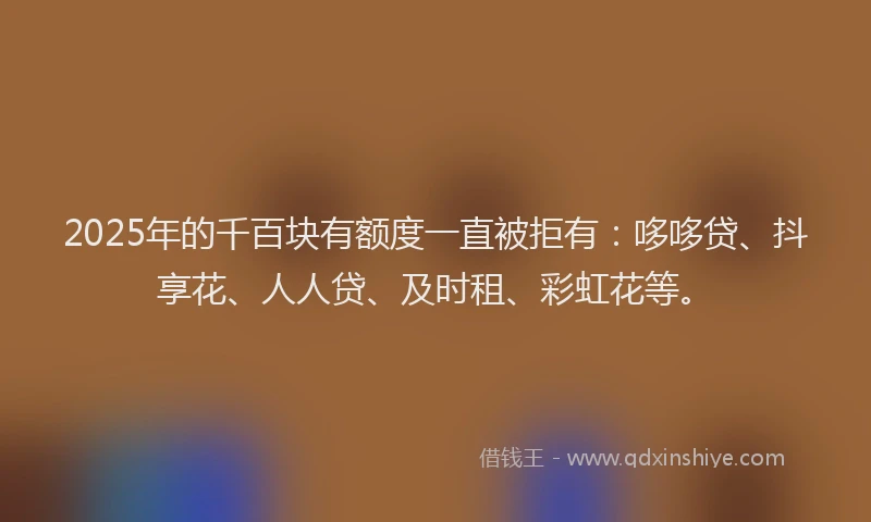2025年的千百块有额度一直被拒有：哆哆贷、抖享花、人人贷、及时租、彩虹花等。