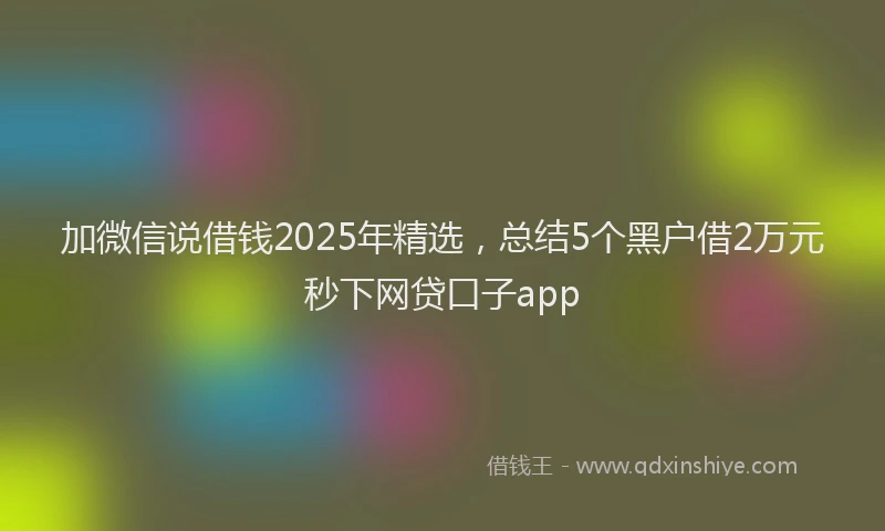 加微信说借钱2025年精选，总结5个黑户借2万元秒下网贷口子app
