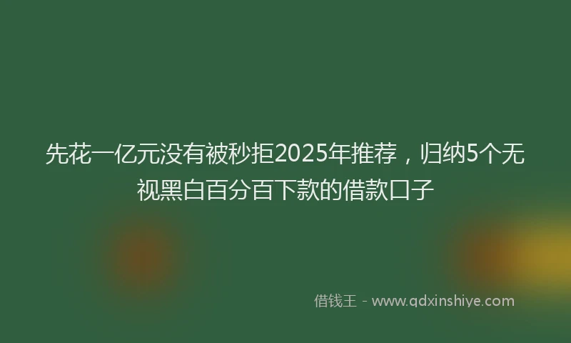 先花一亿元没有被秒拒2025年推荐，归纳5个无视黑白百分百下款的借款口子