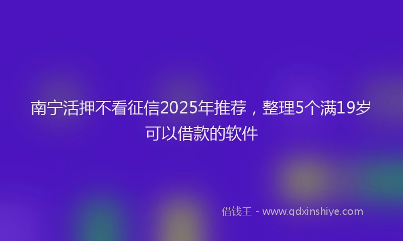 南宁活押不看征信2025年推荐，整理5个满19岁可以借款的软件