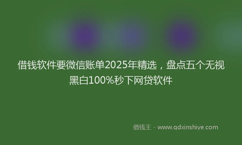 借钱软件要微信账单2025年精选，盘点五个无视黑白100%秒下网贷软件