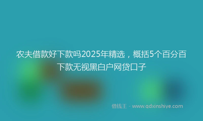 农夫借款好下款吗2025年精选，概括5个百分百下款无视黑白户网贷口子