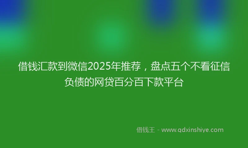 借钱汇款到微信2025年推荐，盘点五个不看征信负债的网贷百分百下款平台