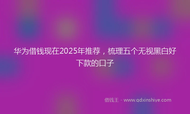 华为借钱现在2025年推荐，梳理五个无视黑白好下款的口子