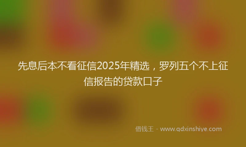 先息后本不看征信2025年精选，罗列五个不上征信报告的贷款口子