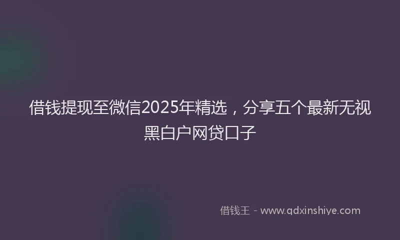 借钱提现至微信2025年精选，分享五个最新无视黑白户网贷口子