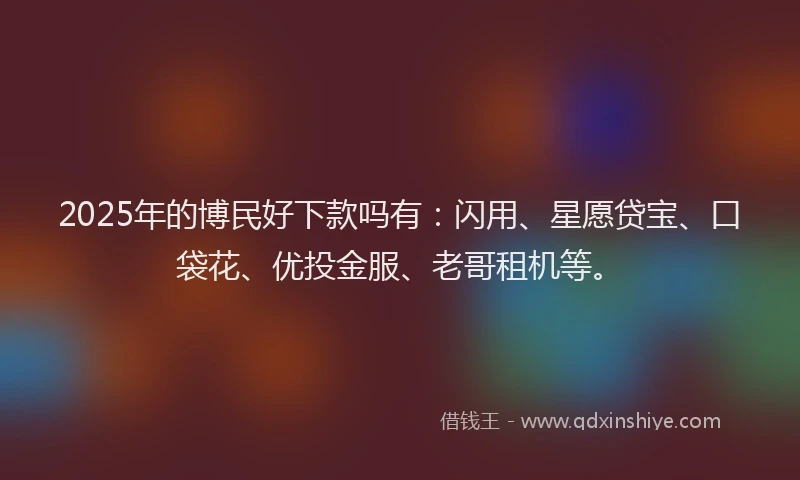 2025年的博民好下款吗有：闪用、星愿贷宝、口袋花、优投金服、老哥租机等。