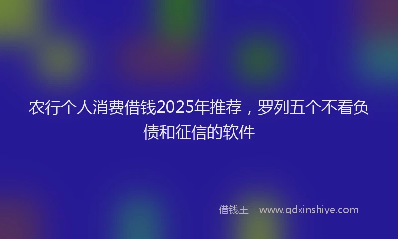 农行个人消费借钱2025年推荐，罗列五个不看负债和征信的软件