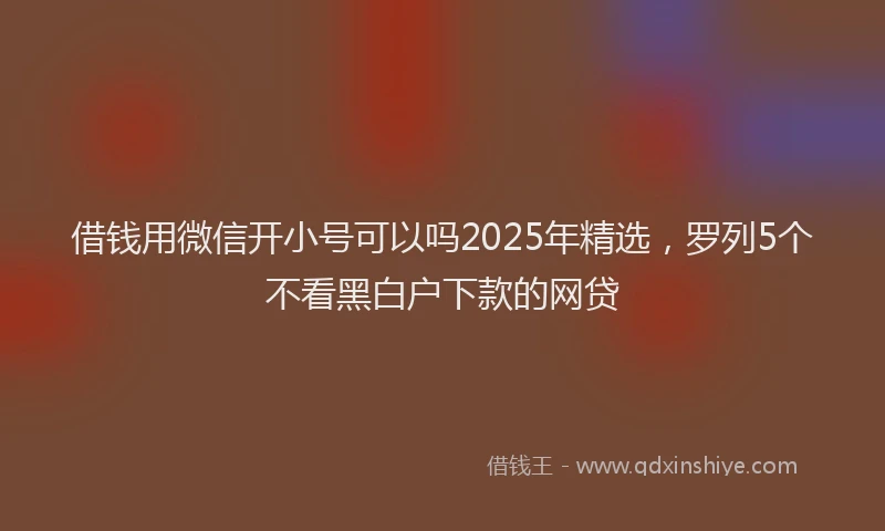 借钱用微信开小号可以吗2025年精选，罗列5个不看黑白户下款的网贷
