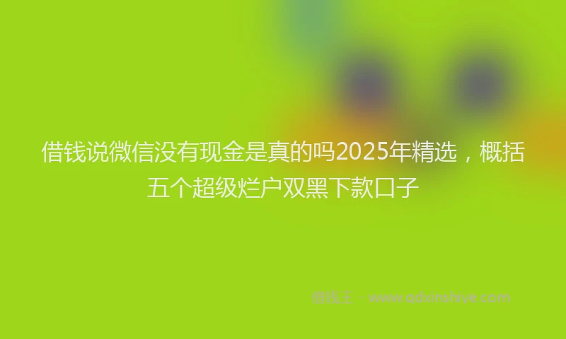 借钱说微信没有现金是真的吗2025年精选，概括五个超级烂户双黑下款口子