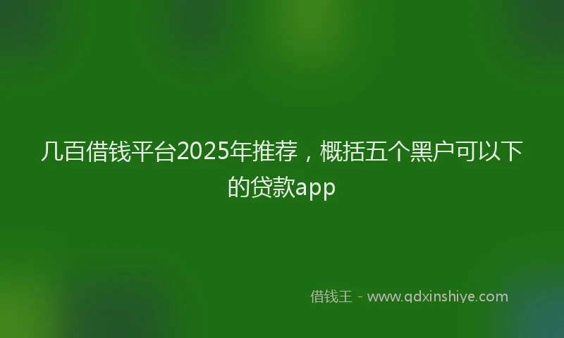 几百借钱平台2025年推荐，概括五个黑户可以下的贷款app