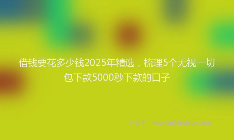 借钱要花多少钱2025年精选，梳理5个无视一切包下款5000秒下款的口子