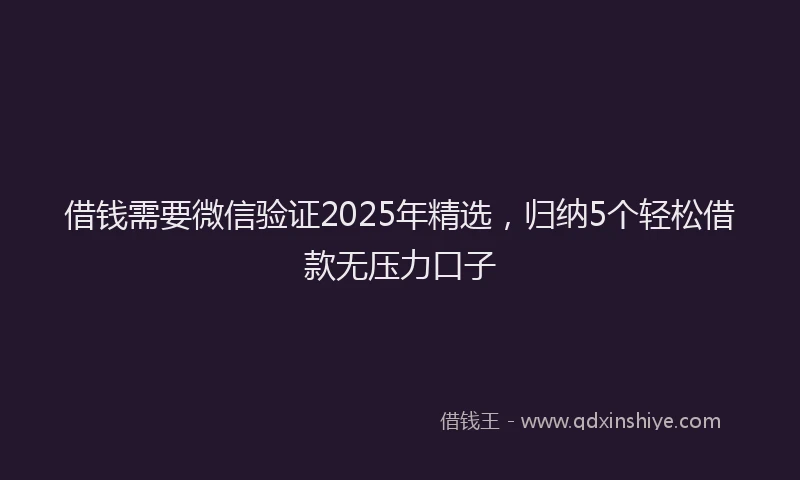 借钱需要微信验证2025年精选，归纳5个轻松借款无压力口子