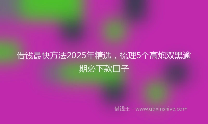 借钱最快方法2025年精选，梳理5个高炮双黑逾期必下款口子