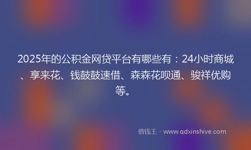 2025年的公积金网贷平台有哪些有：24小时商城、享来花、钱鼓鼓速借、森森花呗通、骏祥优购等。