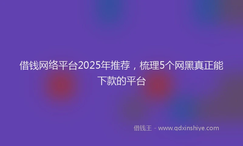 借钱网络平台2025年推荐，梳理5个网黑真正能下款的平台