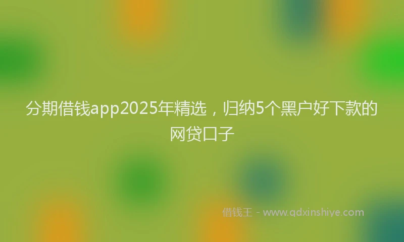 分期借钱app2025年精选，归纳5个黑户好下款的网贷口子