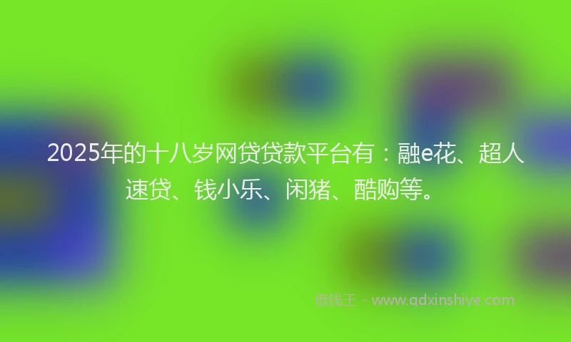 2025年的十八岁网贷贷款平台有：融e花、超人速贷、钱小乐、闲猪、酷购等。