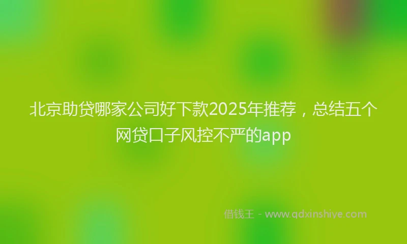 北京助贷哪家公司好下款2025年推荐，总结五个网贷口子风控不严的app