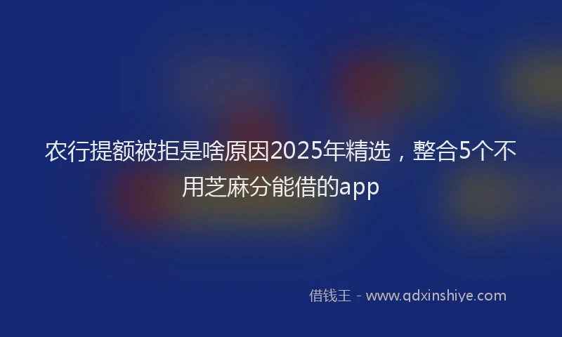 农行提额被拒是啥原因2025年精选，整合5个不用芝麻分能借的app
