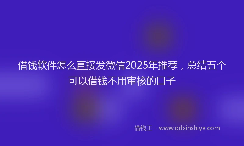 借钱软件怎么直接发微信2025年推荐，总结五个可以借钱不用审核的口子