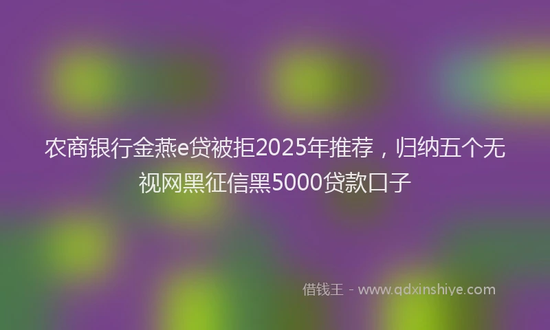 农商银行金燕e贷被拒2025年推荐，归纳五个无视网黑征信黑5000贷款口子