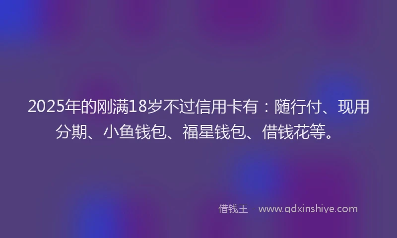2025年的刚满18岁不过信用卡有：随行付、现用分期、小鱼钱包、福星钱包、借钱花等。