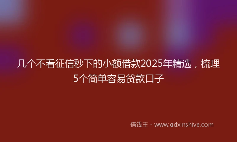 几个不看征信秒下的小额借款2025年精选，梳理5个简单容易贷款口子