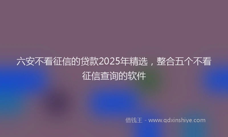 六安不看征信的贷款2025年精选，整合五个不看征信查询的软件