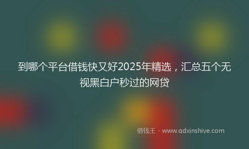 到哪个平台借钱快又好2025年精选，汇总五个无视黑白户秒过的网贷