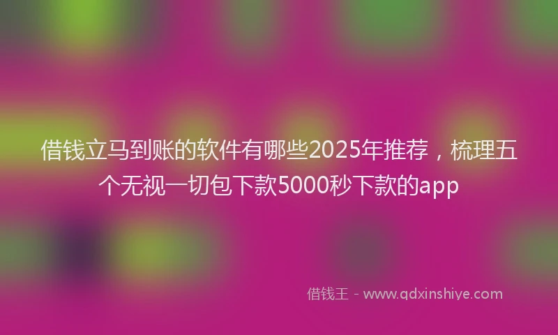 借钱立马到账的软件有哪些2025年推荐，梳理五个无视一切包下款5000秒下款的app