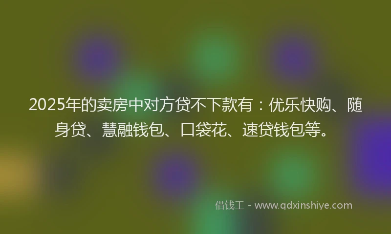 2025年的卖房中对方贷不下款有：优乐快购、随身贷、慧融钱包、口袋花、速贷钱包等。