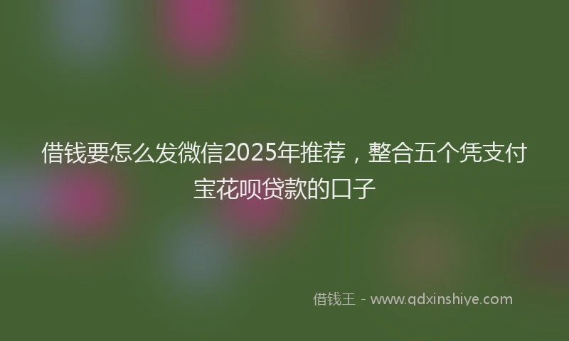 借钱要怎么发微信2025年推荐，整合五个凭支付宝花呗贷款的口子