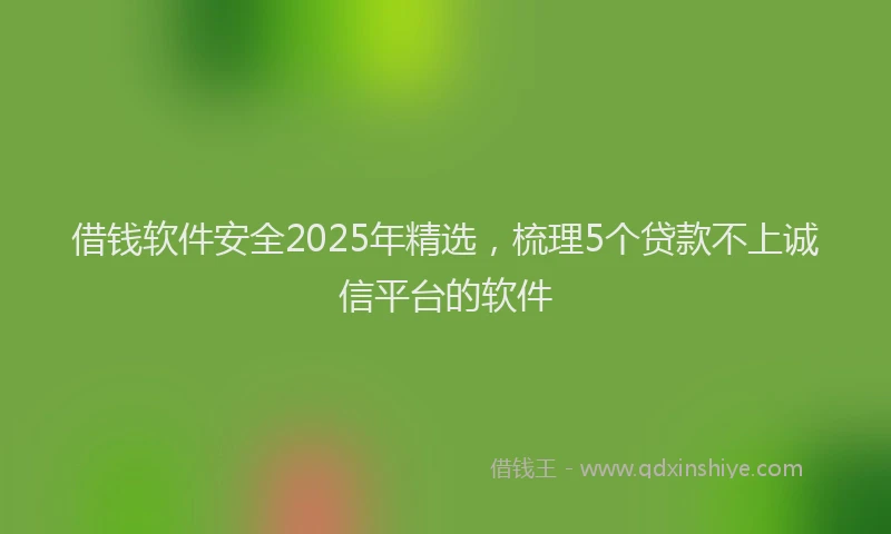 借钱软件安全2025年精选，梳理5个贷款不上诚信平台的软件