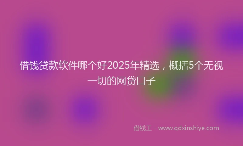 借钱贷款软件哪个好2025年精选，概括5个无视一切的网贷口子