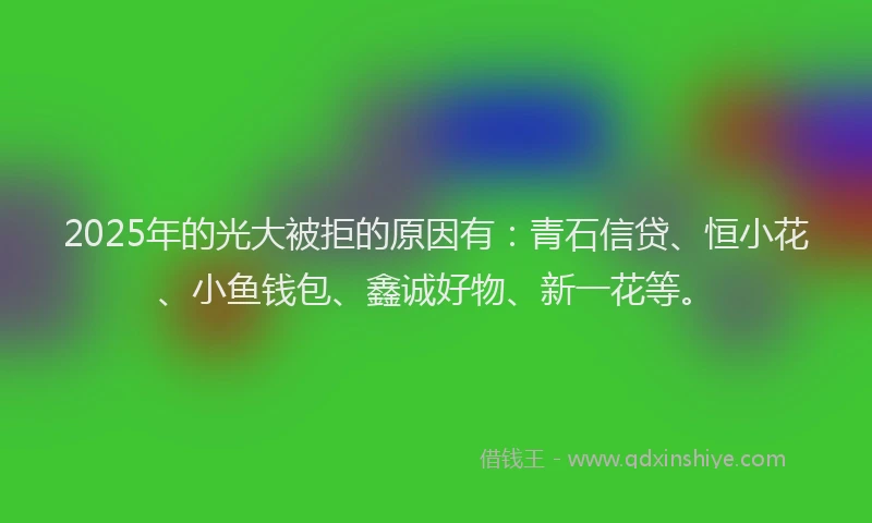 2025年的光大被拒的原因有：青石信贷、恒小花、小鱼钱包、鑫诚好物、新一花等。