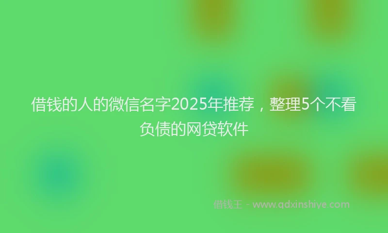 借钱的人的微信名字2025年推荐，整理5个不看负债的网贷软件