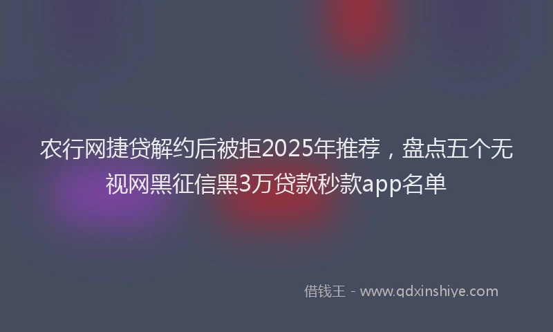 农行网捷贷解约后被拒2025年推荐，盘点五个无视网黑征信黑3万贷款秒款app名单