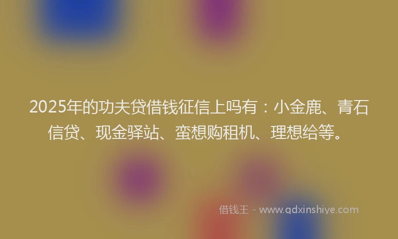 2025年的功夫贷借钱征信上吗有：小金鹿、青石信贷、现金驿站、蛮想购租机、理想给等。