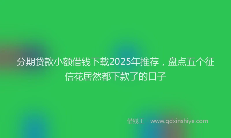 分期贷款小额借钱下载2025年推荐，盘点五个征信花居然都下款了的口子